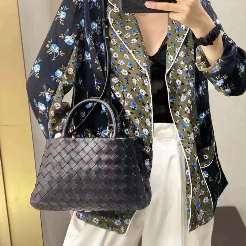 Cowhide Leather Woven Handbag