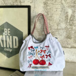 Women’s Purple Embroidered Tote Bag