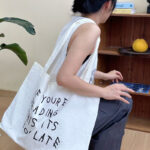 New Summer Arrival: Minimalist Black and White Large-Capacity Nylon Canvas Bag—Lightweight Printed Tote for Commuting or as a Shoulder Bag