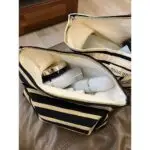 Striped Black and Gold Canvas Skincare Organizer