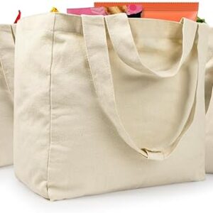 reusable canvas grocery bags large capacity 3pc set