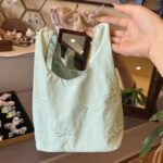 Cute Bow Embroidered Tote Bag