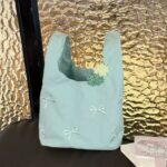 Cute Bow Embroidered Tote Bag